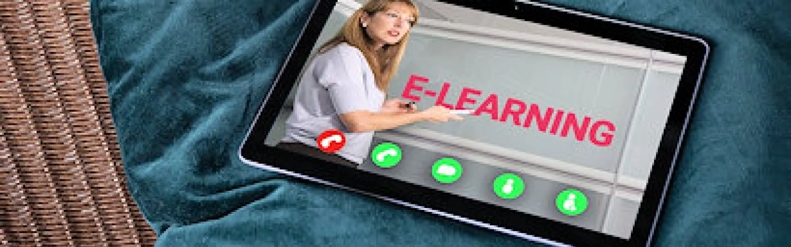 A tablet device showing elearning.